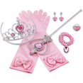 thumbnail image 2 of Disfraz de princesa Princesa de hielo Juego de 8, guantes, corona de corazón, varita, collar, anillo, pendientes. (rosado) Ormromra  LKX-0993, 2 of 4