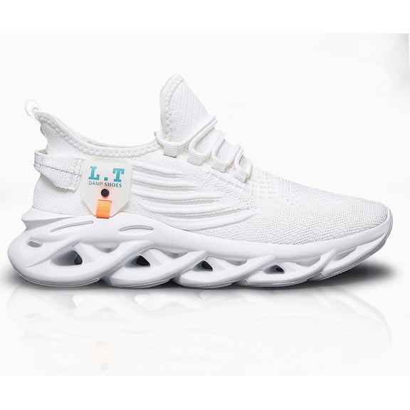 EKRBXA Knit No-Tie Sneakers, Lightweight Breathable Mesh Running Shoes, Non-Slip Comfort Casual Trainers with Wave Hollow Sole for Gym & Everyday Wear