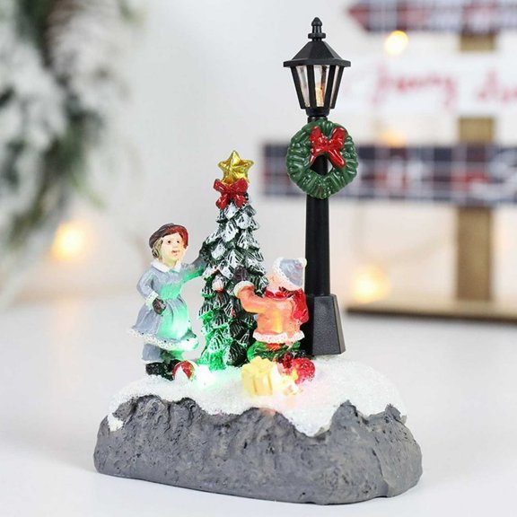 Bamboohart Accessoires de Scène Scène de Noël Maisons de Village Figurines Ensembles Modernes Micro pour Snowman