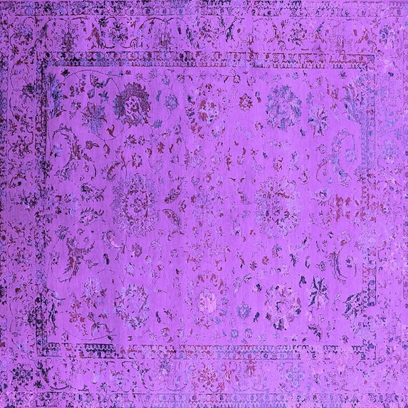 Ahgly Company Indoor Square Oriental Purple Industrial Area Rugs, 8' Square