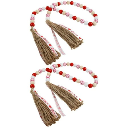 

Wood Bead Garland Modern Farmhouse Home Wreath Decor Boho Christmas Decorations Prayer Beads Pendant Rustic Decorative Beads Table