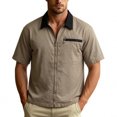 thumbnail image 2 of Maqroz Mens Lightweight Jackets Short Sleeve Full Zip Up Shirts Casual Turn Down Contrast Collar Outerwear with Zipper Chest Pocket, 2 of 5