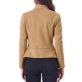 thumbnail image 3 of Blazer de drapeado de ante sintético para mujer INSPIRE CHIC, con cuello, mangas largas y abertura frontal, talla M, color caqui, 3 of 6