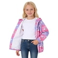 thumbnail image 2 of CAIVO Little Girls Cartoon Heart Print Hooded Wind Jacket Lightweight Waterproof Elastic Zipper Pockets Long Sleeve Kids Windproof Rain Outerwear Casual Coats Stylish Dailywear, 2 of 6