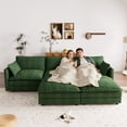 thumbnail image 2 of Muumblus 110" Oversized Modular Sectional Sofa with 2 Movable Ottoman, U Shaped Deep Seat Cloud Couch for Living Room, Green Chenille, 2 of 10