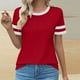 thumbnail image 2 of Pantalones Cortos para las Mujeres Sexy Cuello Redondo de Moda Casual de Manga Corta de Poliéster, Blusa de Verano de Primavera para el Uso Diario, 2 of 4