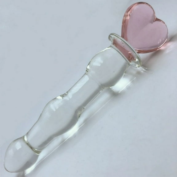 Pink Heart Crystal Beads Glass Massager Personal Massage Wand
