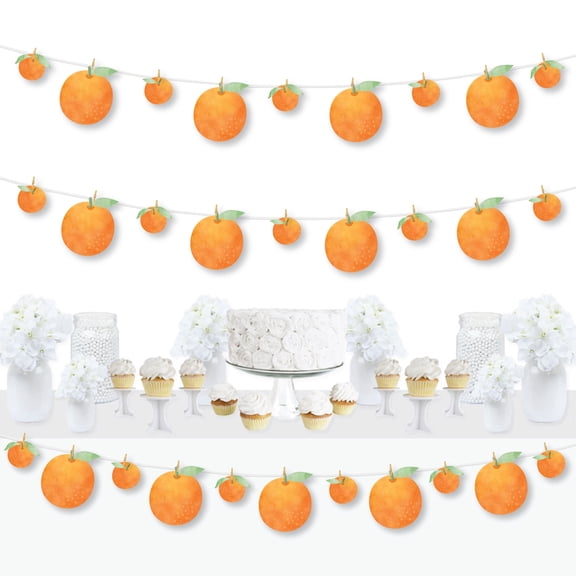 Big Dot of Happiness Little Cutie Clementine - Orange Citrus Baby Shower or Birthday Party DIY Decorations - Clothespin Garland Banner - 44 Pieces