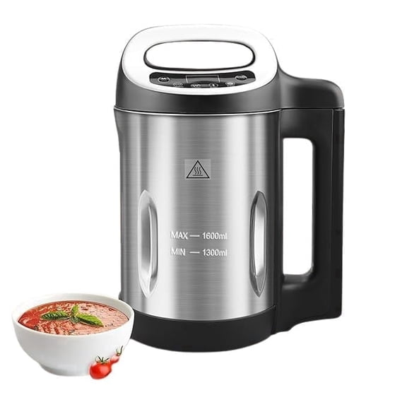 1.6 L 4-in-1 Multifunctional Milk Maker&Soup Maker with Smart Control Panel Stainless Steel Electric Hot Soup Maker 2-5 Servings Smart Living for Home Use (Black)