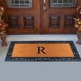 thumbnail image 3 of A1 Home Collections Rubber and Coir Paisley Border Heavy Duty Non-Slip Durable Double Door Monogrammed R Doormat 30"X60", Black, 3 of 5
