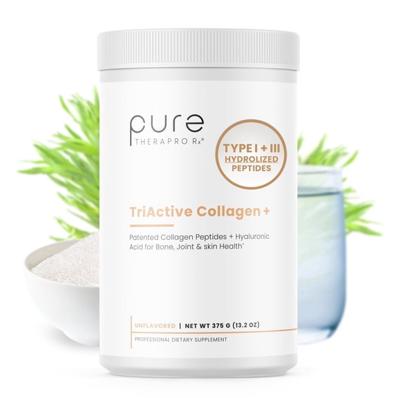 TriActive Collagen Hydrolyzed Collagen Protein Powder - Physician-Grade Collagen Supplement for Women & Men - With Hyaluronic Acid & Liposomal Vitamin C - Grass-Fed, Non-GMO, 30 Servings