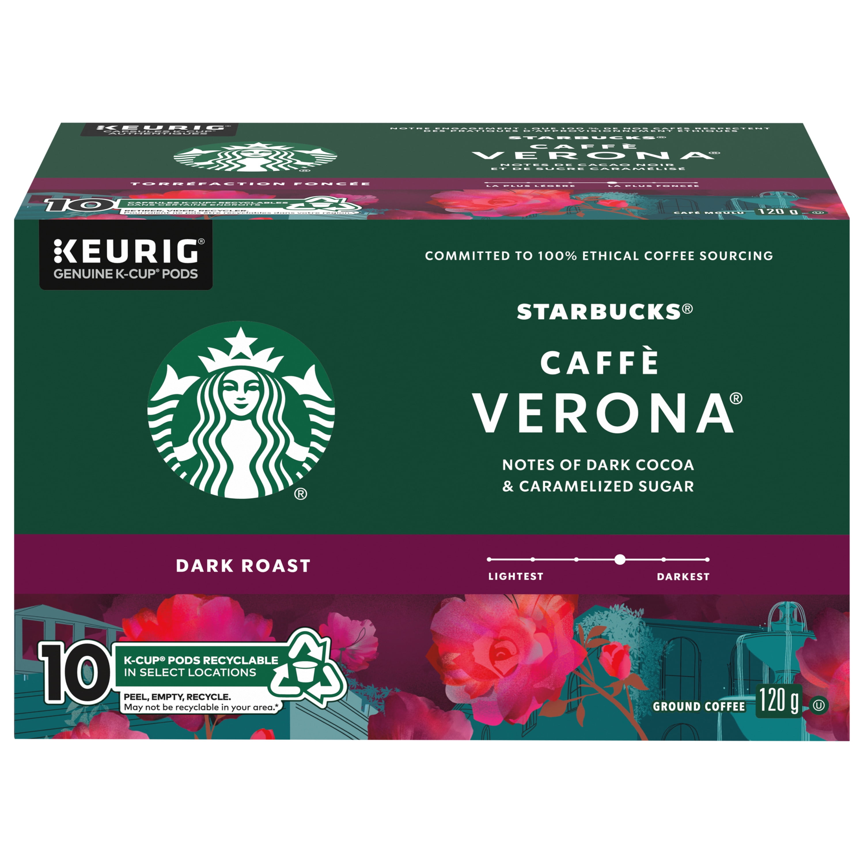 Caffé Verona Dark Roast Ground Coffee K-Cup Pods Box 10 pc