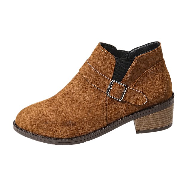 WEAIXIMIUNG Bottines pour Femmes Largeur Grand Orthopédiques Bottines pour Femmes Automne/hiver Mode en Suède à Boucle Style Confortables à Enfiler