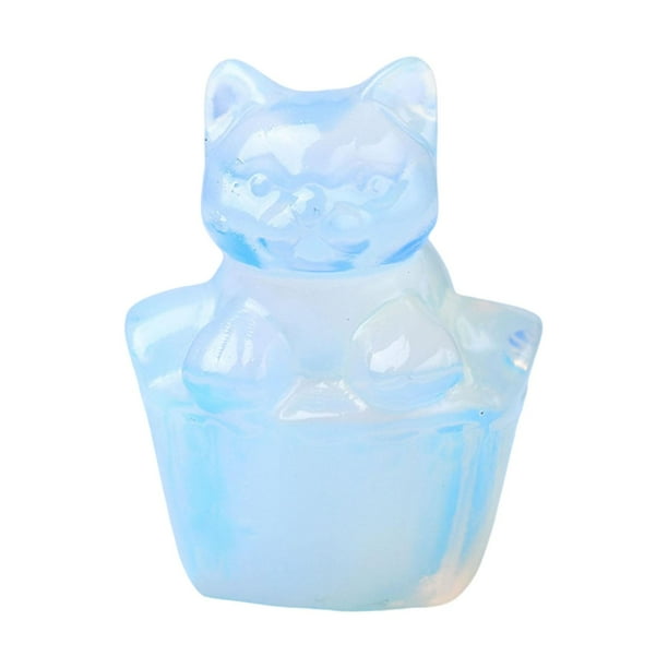 Estatua de gato de cristal de imitación, mini adorno de gatito, miniatura ligera para mesa Blanco