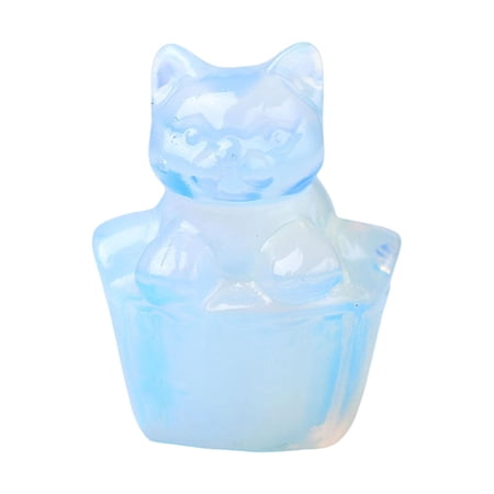 Esquirla Imitation Crystal Cat Statue Art Craft Collectible Unique Portable Sculpture for White