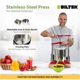 thumbnail image 4 of Biltek Stainless Steel Fruit Press For Wine Making, Apple Cider Press For Max Extraction, Manual Juice Press Stable Triangular Design, Fruit Wine Press, Grape Press With Large Capacity, 1.6-Gal (6-L), 4 of 7