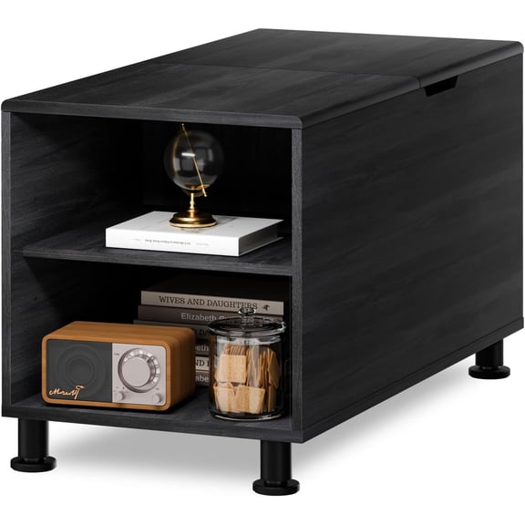 PLAMLE End Table with Storage, Modern Sofa Side Table with Adjustable Shelf, Minimalist Nightstand for Bedroom, Living Room, Office