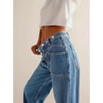 thumbnail image 5 of Womens Mid Rise Wide Leg Jeans Boyfriend Casual Denim Pants with Pockets, 5 of 7