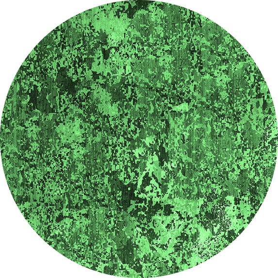 Ahgly Company Indoor Round Oriental Emerald Green Industrial Area Rugs, 3' Round