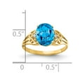 thumbnail image 2 of Primal Gold 14 Karat Yellow Gold 9x7mm Oval Blue Topaz and VS Diamond Ring, 2 of 3