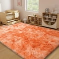 thumbnail image 2 of ZENELESS Fluffy Rugs,6x9ft Tie-Dye Orange Solid Shag Collection Carpet Perfect for Dining Room, Bedroom, 2 of 8