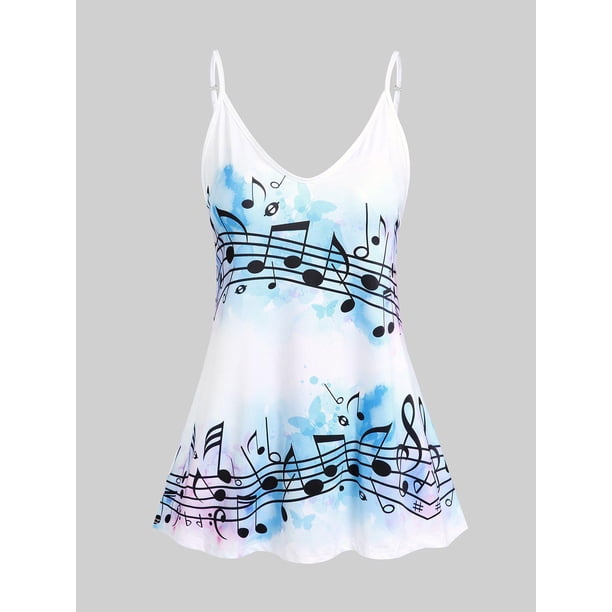 Tank Top de Dobladillo con Estampado de Mariposa con Curvo en Talla Extra Rosegal Camisetas sin mangas de talla grande