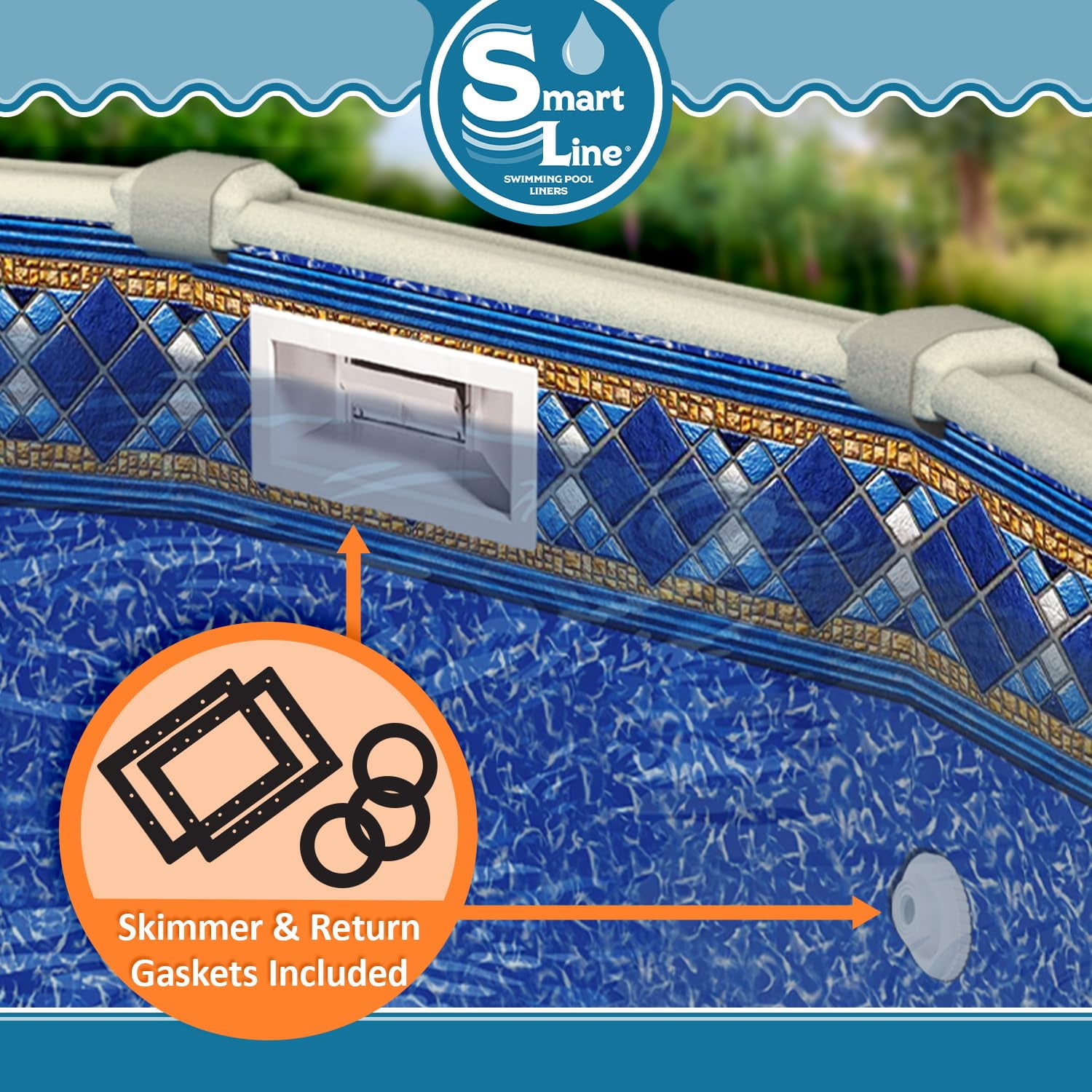 SmartLine Island Tile Unibead Swimming Pool Liner - Thumbnail 4