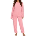 thumbnail image 2 of CAZOFW Pajamas for Women,Crew Neck Pullover Long Sleeve Top Pants Set Casual Loungewear Sizes S-XL, 2 of 6