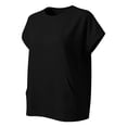 thumbnail image 3 of GZWYHT Women's Summer Tops Casual Short Sleeve Sweatshirt Lightweight Trendy Top with Kangaroo Pockets Black 2XL, 3 of 7