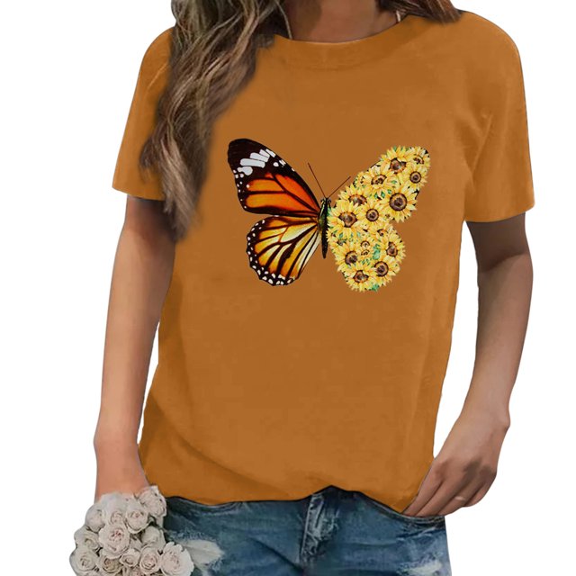 Pntutb Mujeres Casual Impresión Camisas Manga Corta Camiseta Suelta tops Túnica Blusa Pntutb Pntutb-2794