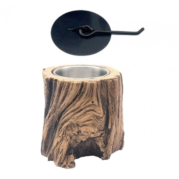Tabletop Fire Tree Stump Shape Small Fireplace for Camping Backyard Yard Brown