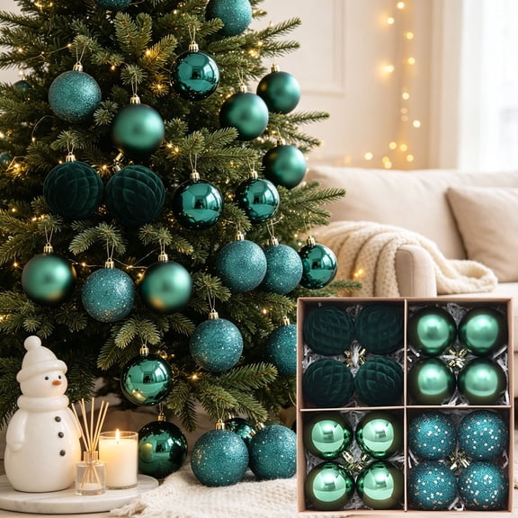 Flocking Electroplating Christmas Ball 6cm 16pc Tree Ornament Set
