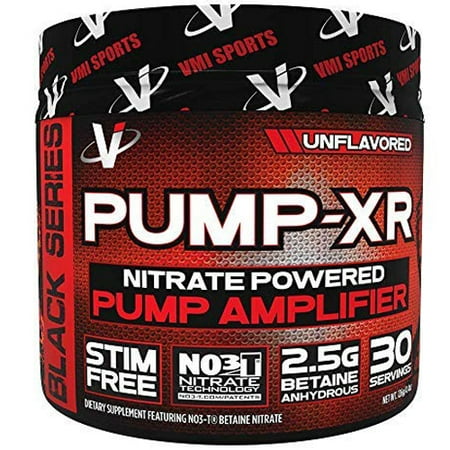 VMI Sports Pump-XR Nitric Oxide Boosting Pre Workout Powder, Intense Pumps, Vascularity and Strength, Stimulant Free, Unflavored, 30