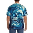 thumbnail image 3 of Rateoe Abstract Blue Skull Print Mens Front Pocket Hawaiian Shirts Casual Shirts Short Sleeve Button Down Beach Tropical Shirts-X-Large, 3 of 5