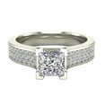 thumbnail image 4 of Solitaire Diamond Engagement Rings for Women Princess Cut Diamond Ring Two-Row Shank 14K White Gold 1.25 Carat (H,SI1), 4 of 5
