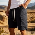 thumbnail image 2 of HOOMEUMY Mens Cargo Shorts Lightweight Solid Color Summer Comfy Elastic Waist Baseball Basketball Short Pants with Pockets Black L, 2 of 9