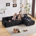 thumbnail image 2 of 118" Boneless Sectional with Ottoman, 3-Seater Chenille Frameless Couch, Modern L-Shaped Modular Sofa for Living Room, No Assembly Required, Black, 2 of 12