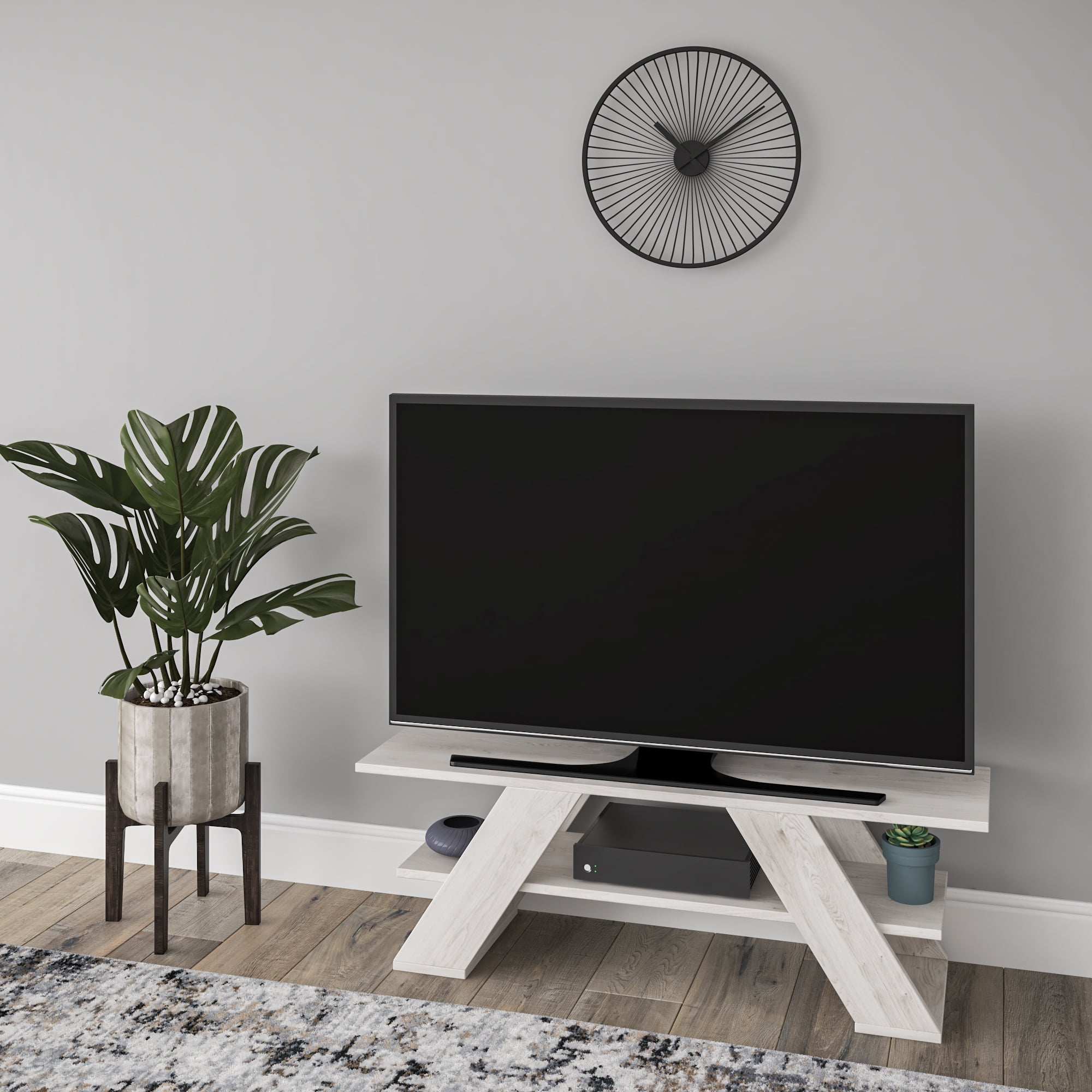 Ada Home Decor Furniture for TVs up to 53" 1 Tier Open Shelf Ivory Tioga Modern TV Stand