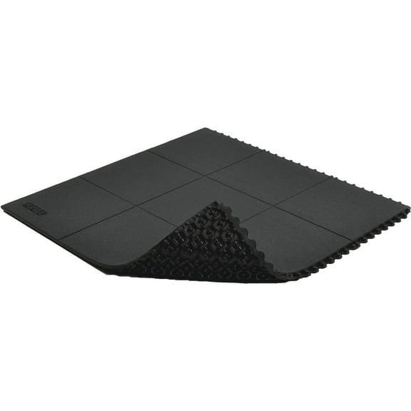 NoTrax Industrial Anti Fatigue Mat Interlocking Floor Tiles - 3'x3' Modular Standing Pad Puzzle Mats Designed for Custom Stress Mats for Standing at Work - 1 Tile - Natural Rubber - 556S0033BL CA2