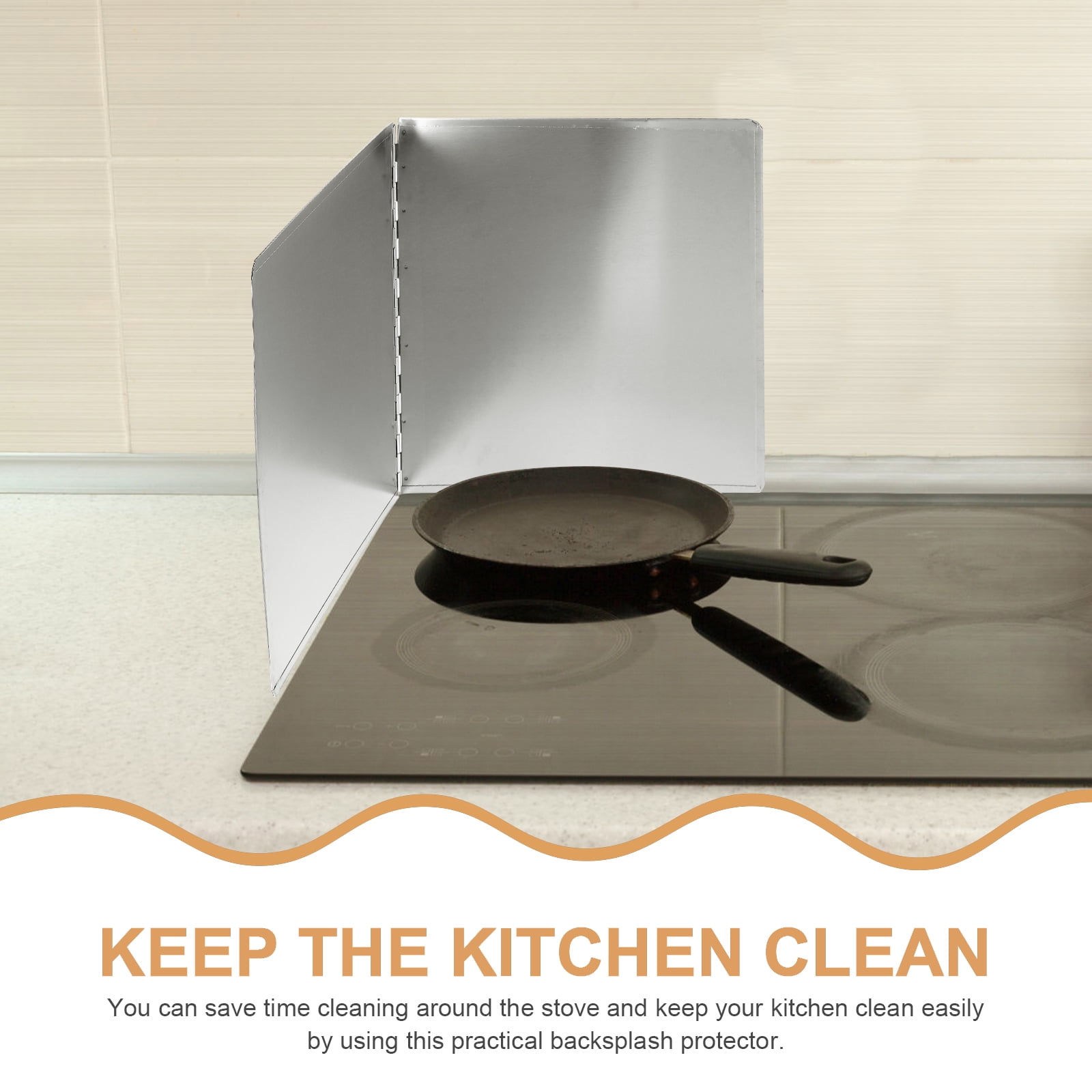 LEXSOMEO Stainless Steel 2-side Splatter Guard for Stove Foldable Oil Splatter Screen Back-splash Protector Heat Insulation Board for Frying Pan