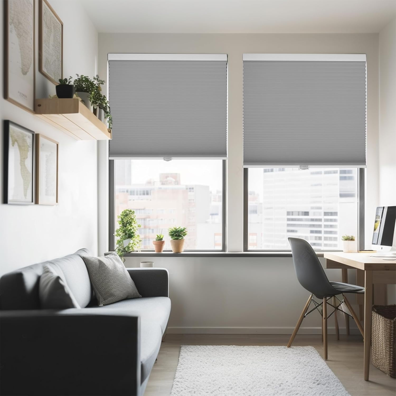 Chicology Grey Cordless Blackout Cellular Shades 60.5 in. W x 48 in. L
