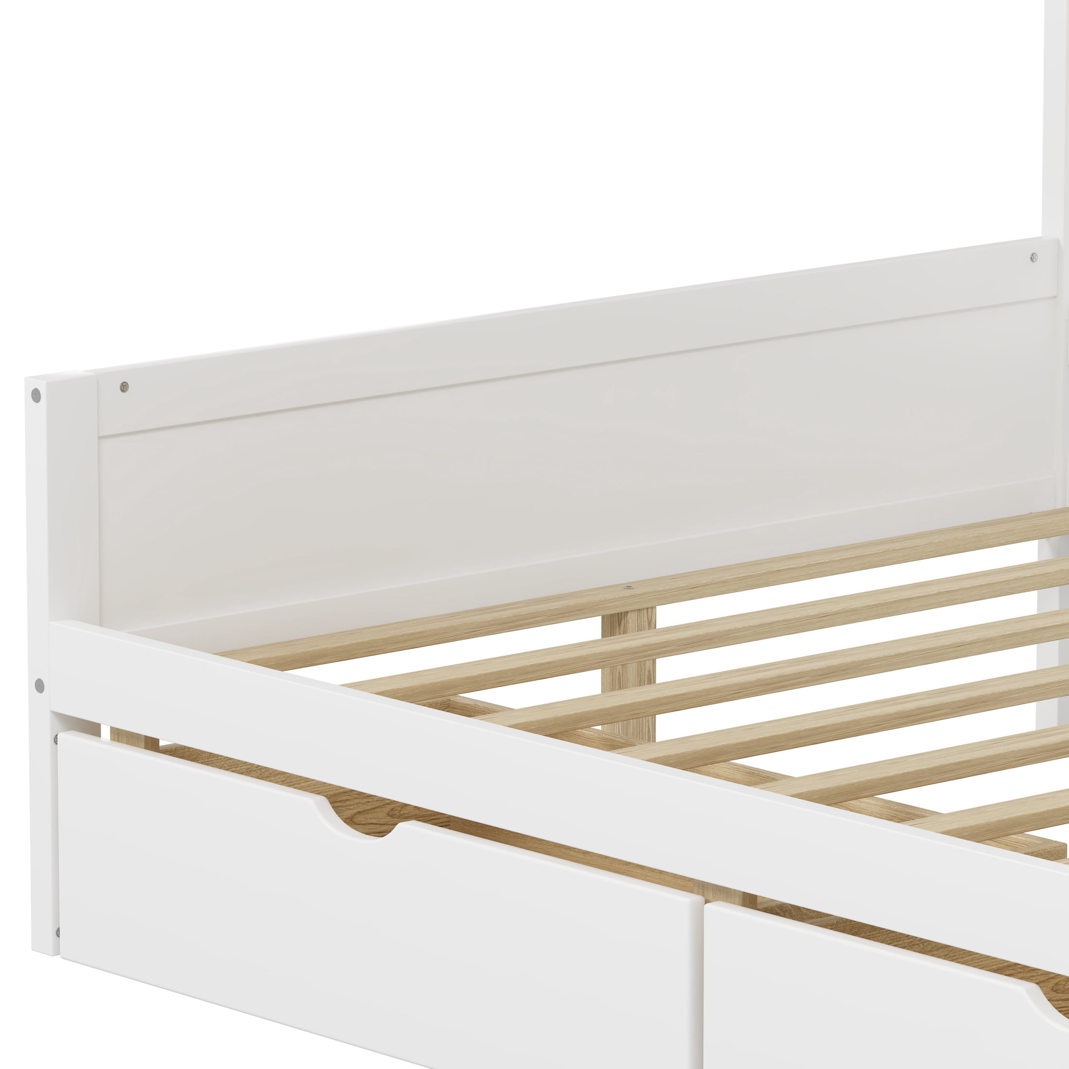 Noble House L-Shaped Full Daybed with Storage Shelves, Desk and 2 Drawers, White