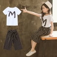 thumbnail image 4 of Girls Clothes Set Kids Stripe Pants Short Sleeve Outfits Toddler Summer Suit Clothing 4th of July Clothing Essentials, 4 of 9