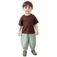 thumbnail image 4 of Avrntaa Cotton Linen Pants for Toddler Kids Casual Plaid Print Baggy Trousers Summer Long Pants 6M-5Y, 4 of 5