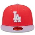 thumbnail image 2 of Men's New Era Red/Lavender Los Angeles Dodgers Spring Color Two-Tone 59FIFTY Fitted Hat, 2 of 6