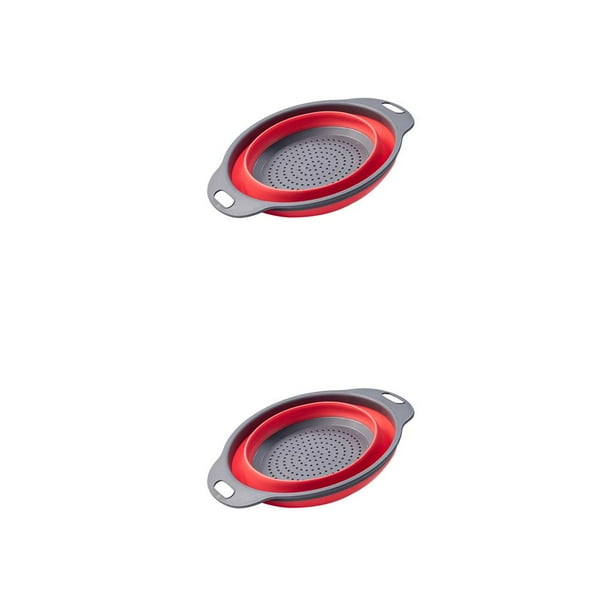 Escurridor de doble capa Cateissary colador plegable almacenamiento de frutas y verduras Rojo 2piezas