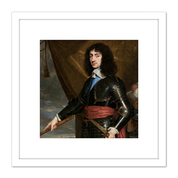 De Champaigne Portrait King Charles II England 8X8 Inch Square Wooden Framed Wall Art Print Picture with Mount