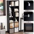 thumbnail image 5 of VAFHYLLIS 5 Cube Storage Organizer, 5 Tier Cube Low Bookcase Freestanding Storage Display Organizer, Five-Cubes Open Shelf Bookshelf for Home Office (Black, 5-Cube), 5 of 7