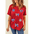 thumbnail image 6 of Women's Red American Flag Sequined Graphic Tee - Patriotic Round Neck T-Shirt - [ZhiHiMeRi] | (US 20-22)2XL, 6 of 6