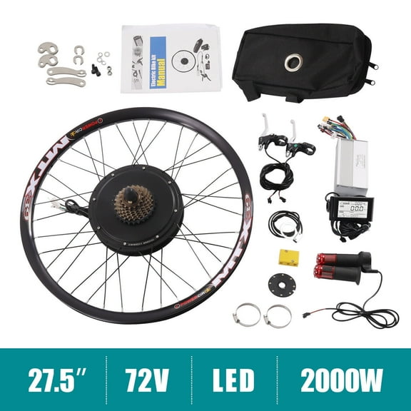 27.5'' Electric Bicycle Conversion Kit Rear Wheel E Bike Motor 72V 2000W LCD Hub